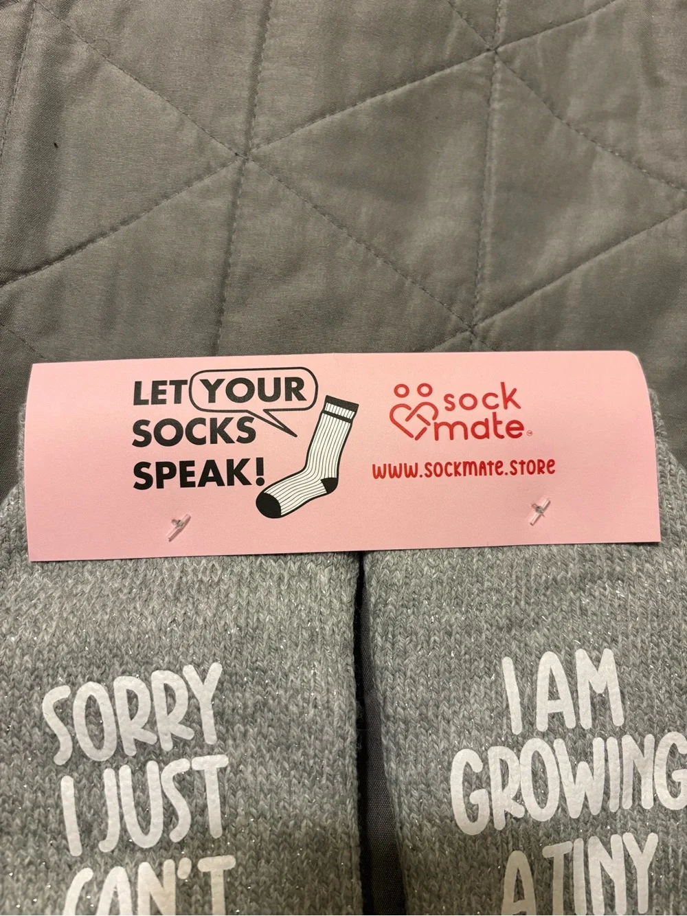 Gray Maternity Message Crew Socks - 